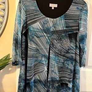 Laura (plus), XL blue tunic top, 2 layered